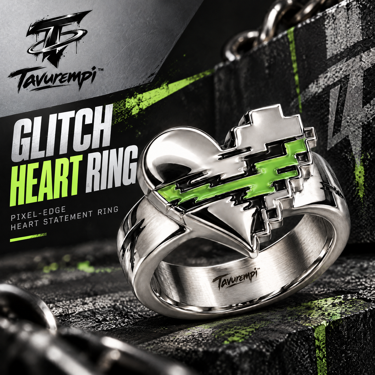 Tavurempi™ Glitch Heart Ring